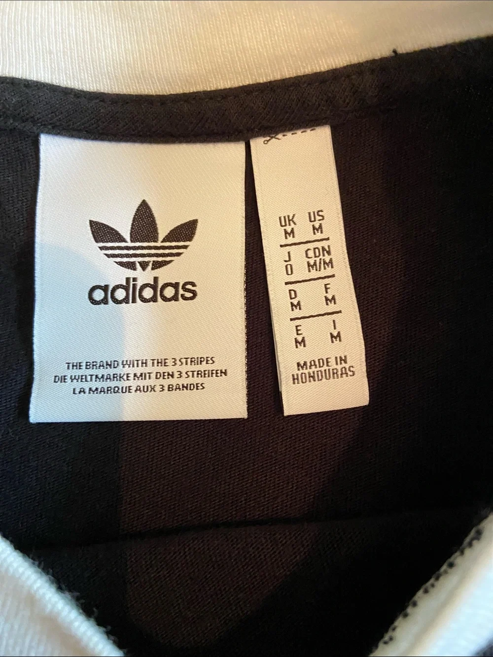 adidas Black Tee with White Trim and Three-Stripe Detail